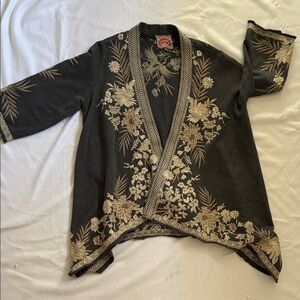 Johnny Was gray and cream Crane Kimono